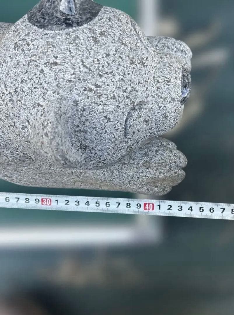 天然御影石 犬モチーフ石彫 水鉢・花器 置物 庭園装飾