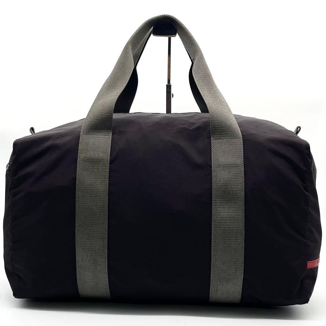 【美品】プラダスポーツ ボストンバッグ 大容量 ナイロン 白タグ ブラック