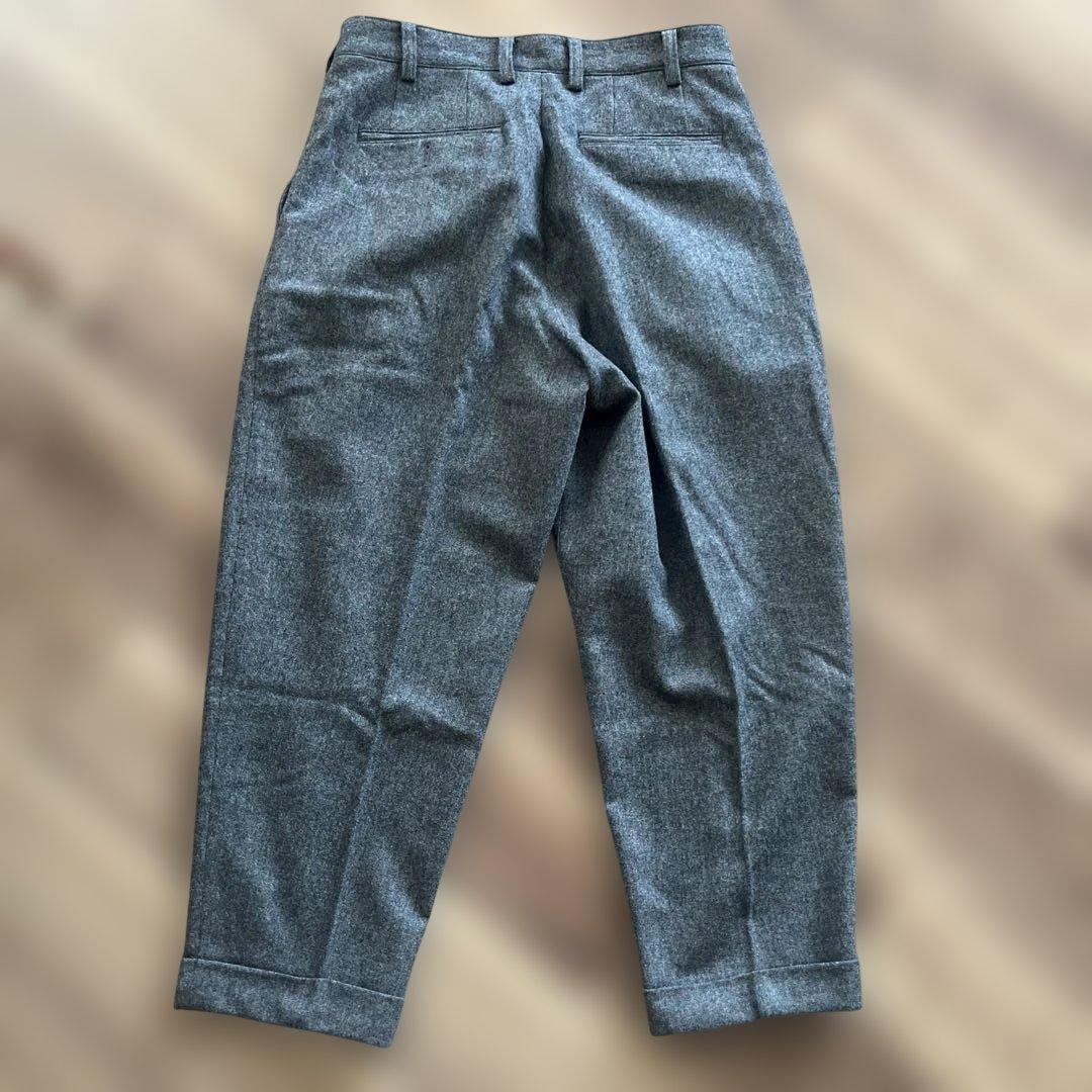 BEAMS+ 2プリーツ グレー スラックス ウール トラウザーズ