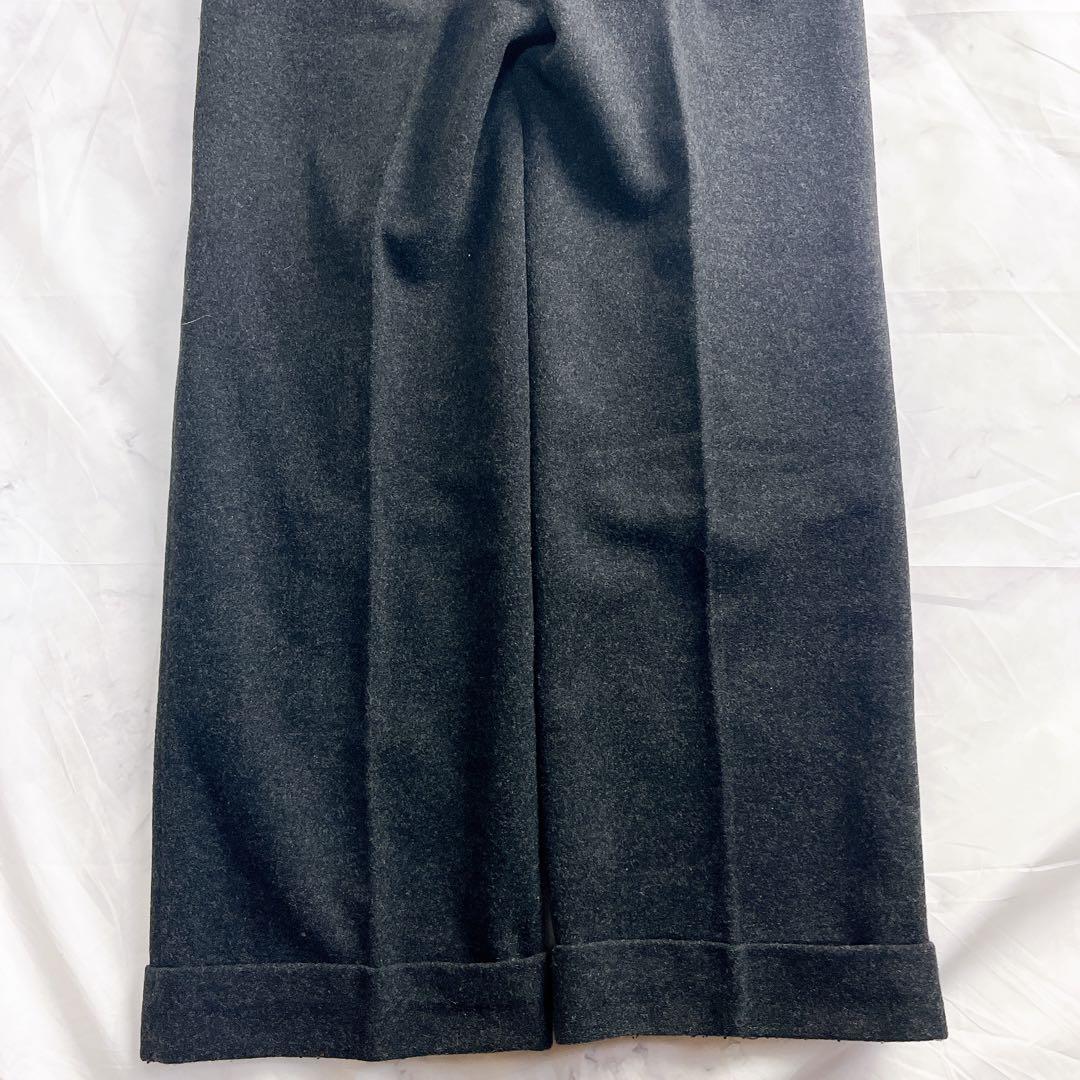 【希少フランス製】アニエスベーオム 40 ウール ワイド スラックス チャコール