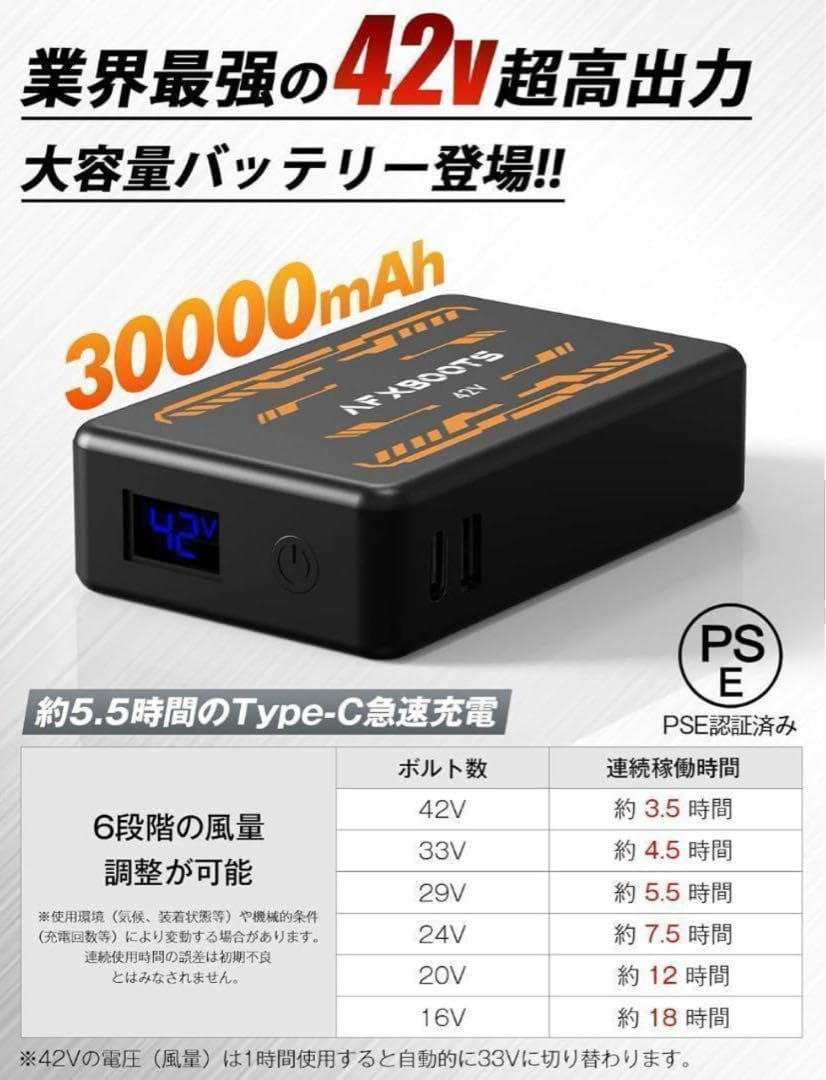 【新品未使用】空調服　AFXBOOTS 42V ファン＆バッテリーセット