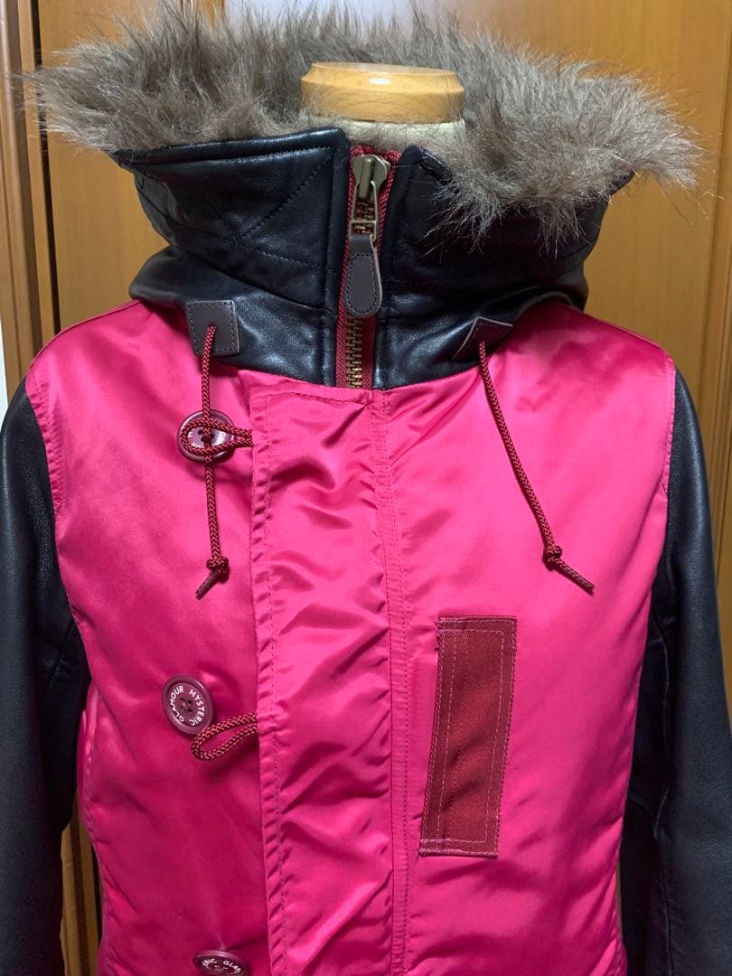 ヒステリックグラマー　レザー切り替えモッズコート