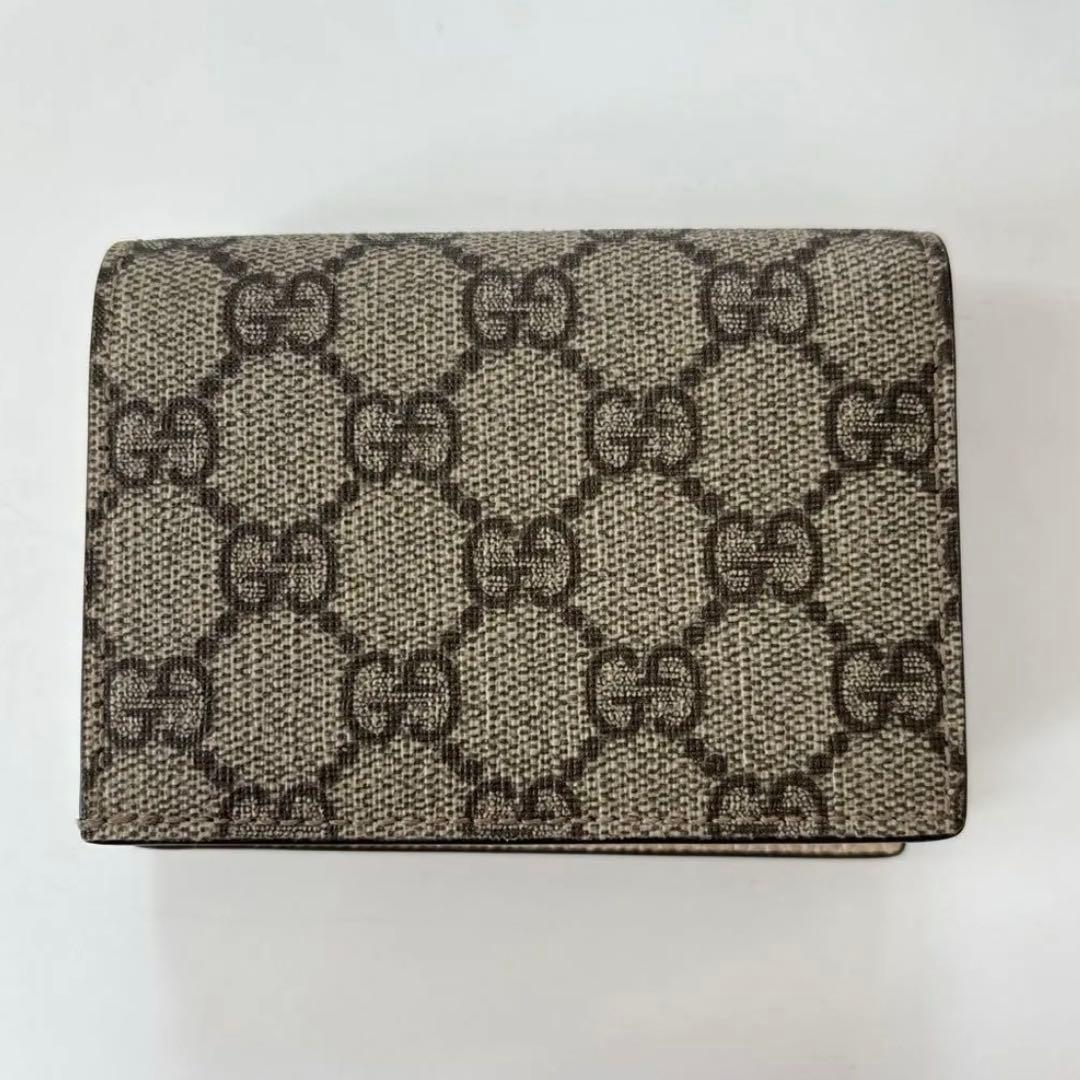 ダブルGベージュ＆エボニー GGスプリーム キャンバスGUCCI 2つ折り財布
