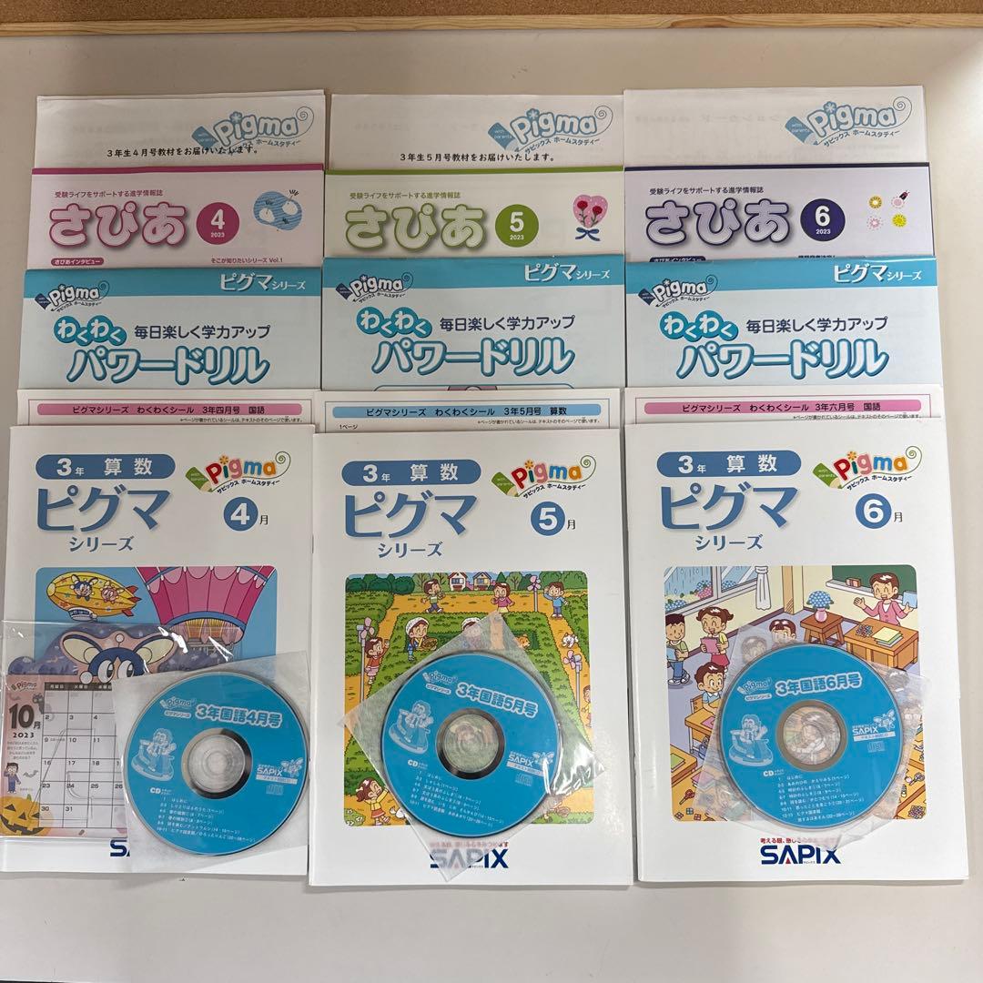 サピックス　ピグマキッズクラブ　3年生　4・5・6月セット