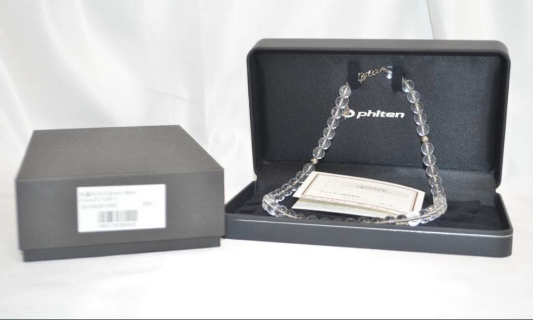 ファイテン Phiten 水晶ネックレス 8mm玉 40cm チタン