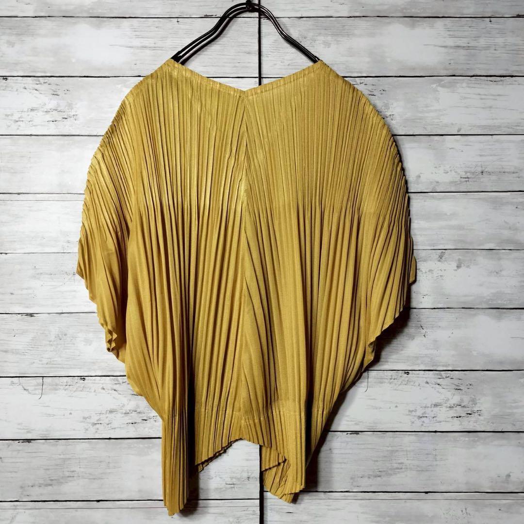 プリーツプリーズ イッセイミヤケ サークルカットソー 消しプリーツ 半袖Vネック