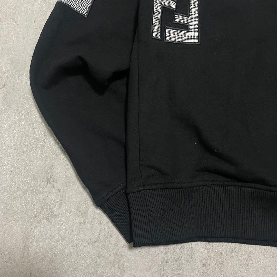 美品 FENDI ギンガムチェック FF ロゴ スウェット トレーナー 黒