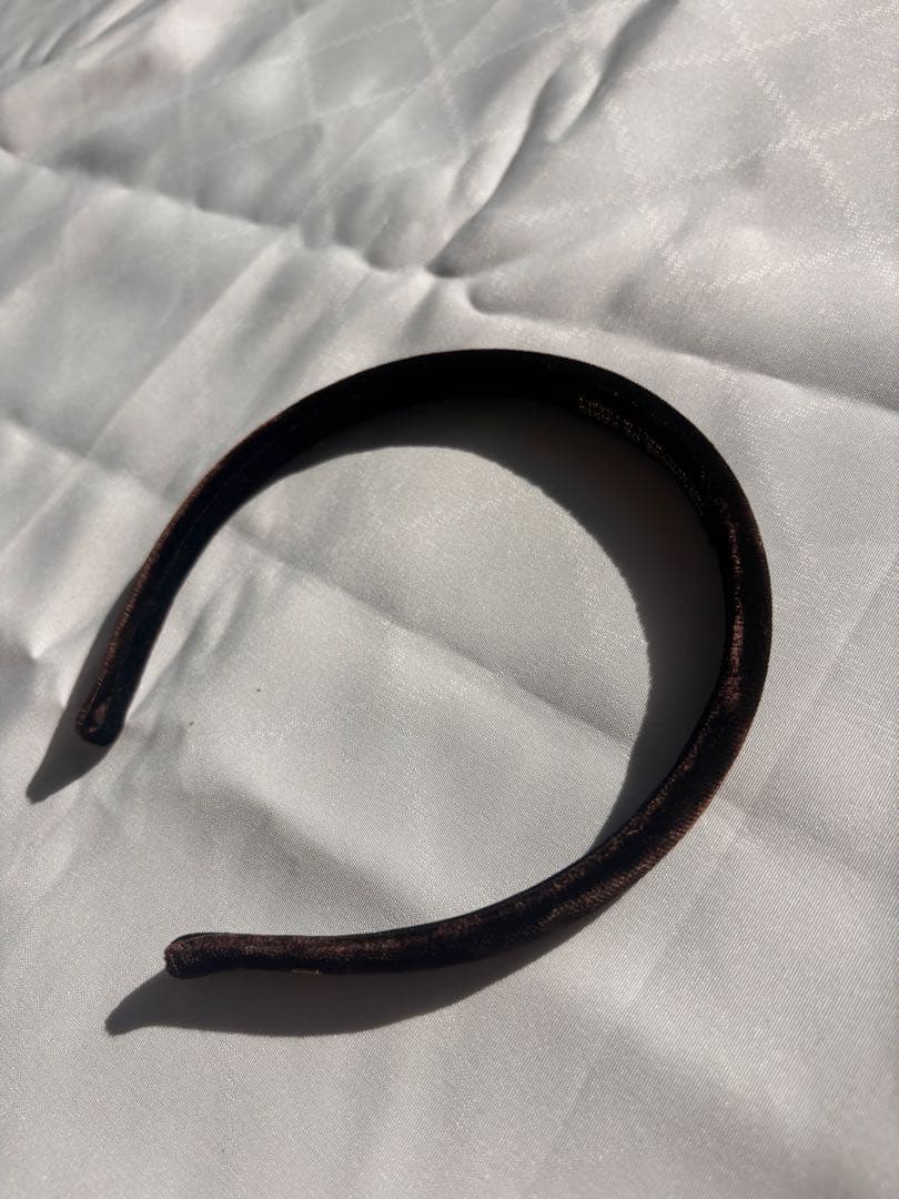 ALEXANDRE DE PARIS ベロア　カチューシャ　リボン　ブラウン