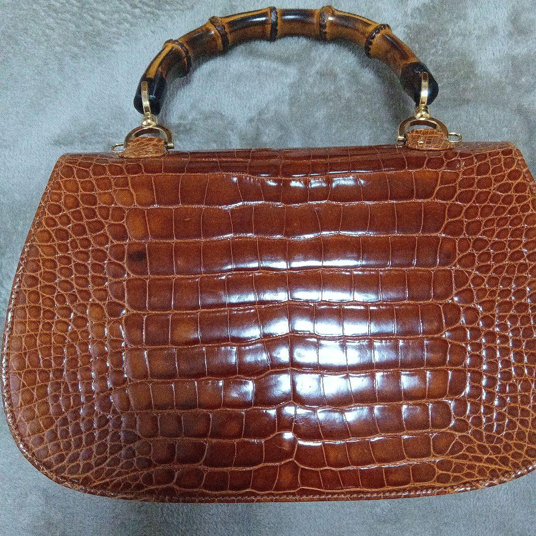 グッチバンブークロコブラウン ハンドバッグ