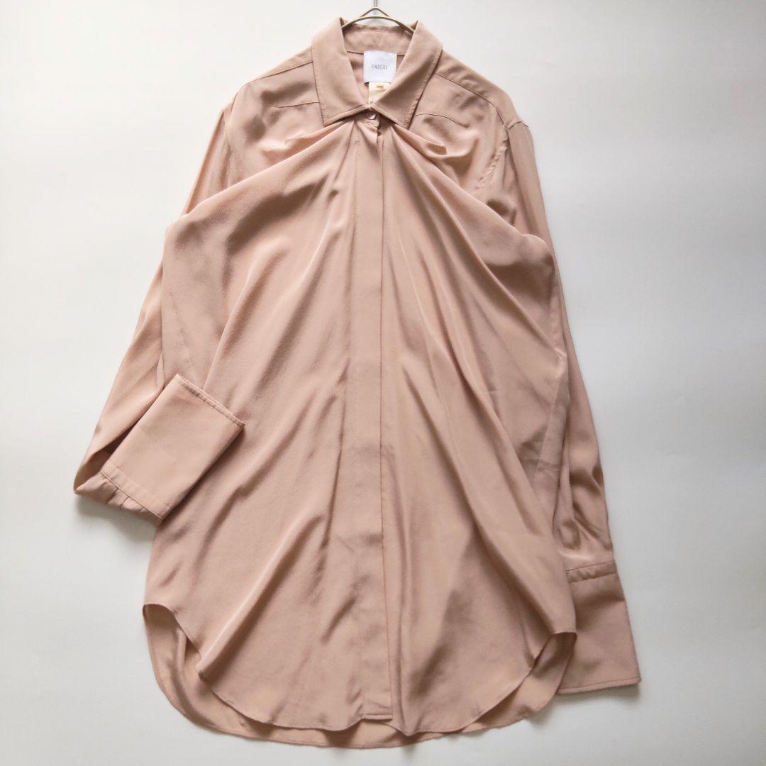 美品 PATOU パトゥ シルク ドレープ ブラウス シャツ ピンク 長袖 36
