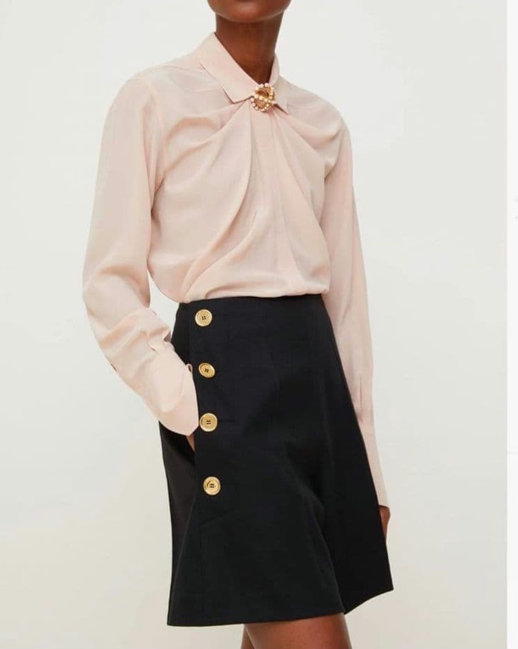 美品 PATOU パトゥ シルク ドレープ ブラウス シャツ ピンク 長袖 36