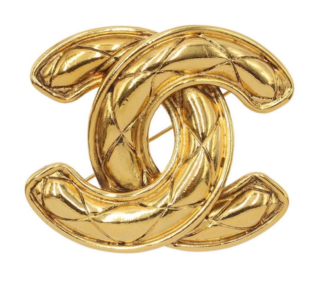 R2576 美品!! シャネル マトラッセ柄 ココマーク ブローチ