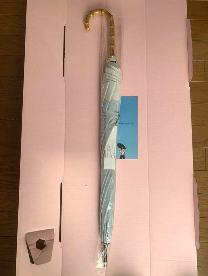 サンバリア100 日傘 Mサイズ コンビmoku (ブルー,竹手元)