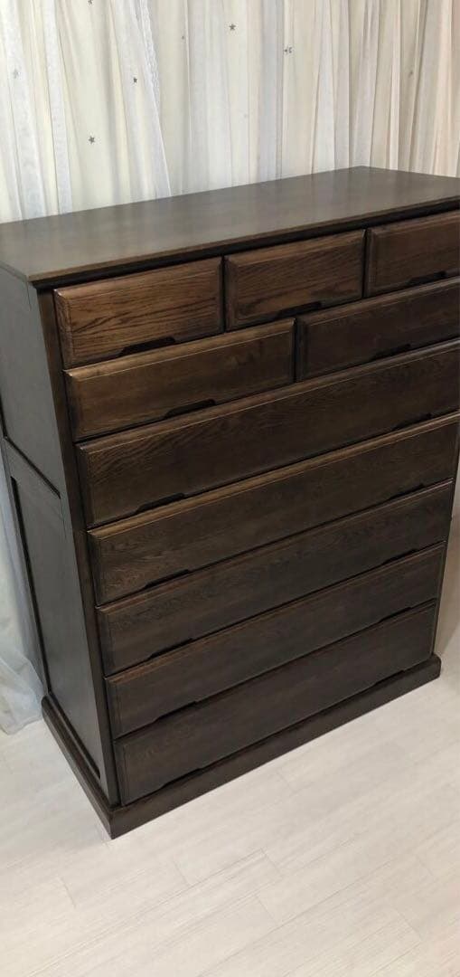 起立木工　ポーラ　ナラ天然木高品質7段チェスト