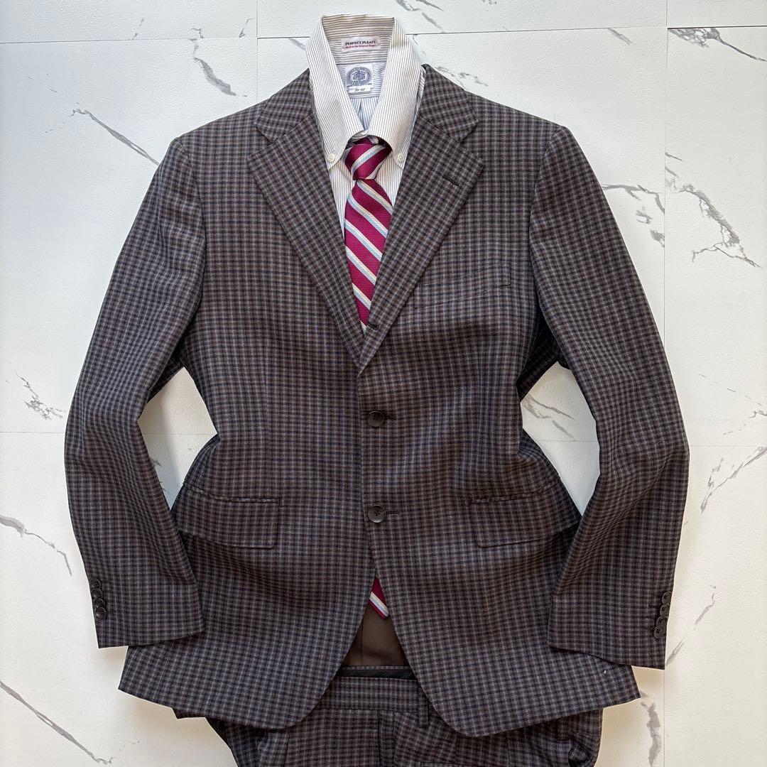 未使用級★ Perfect Suit Factoryセットアップ　チェック　茶色