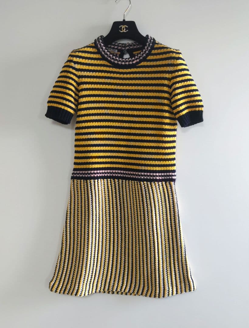 MIU MIU 　ミュウミュウ　ニットワンピース　半袖　ボーダー　ストライプ