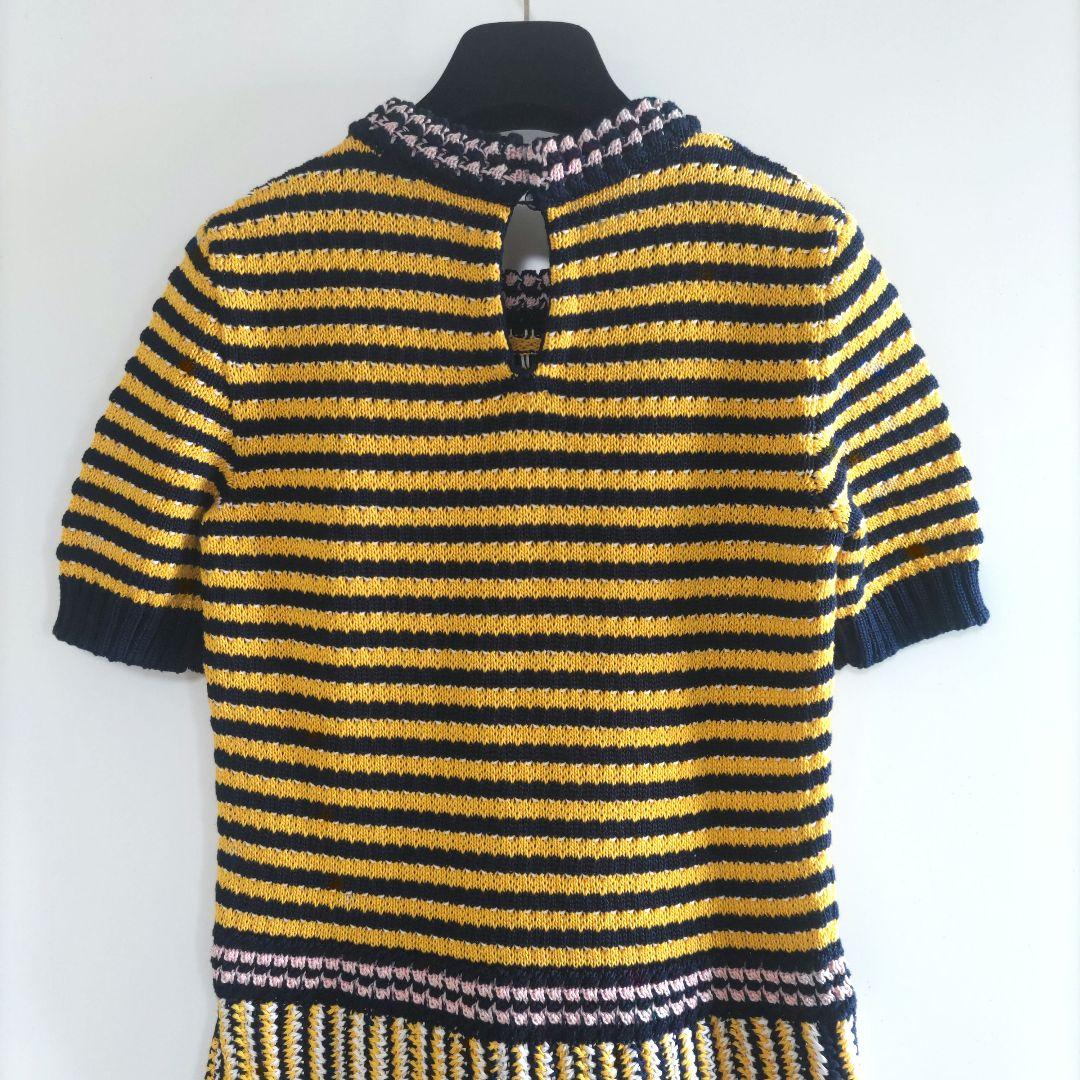 MIU MIU 　ミュウミュウ　ニットワンピース　半袖　ボーダー　ストライプ