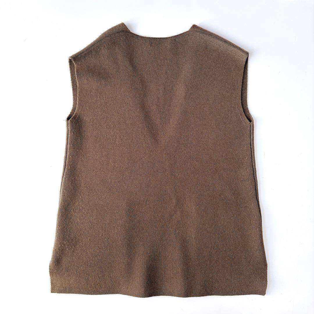 美品⁑ドゥロワー　9Gウールカシミヤ ミラノ編み Vネックニットジレ　ブラウン