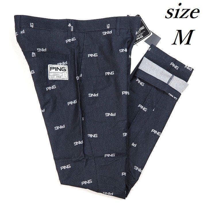 新品 PING ピン ゴルフ 総柄 ストレッチパンツ 定価22000円 黒 M