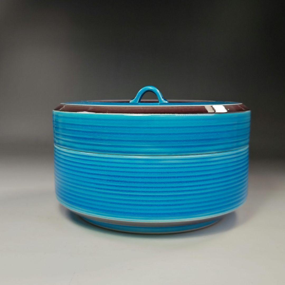 イ713 食籠『手塚大示』『即中斎好　交趾　独楽　食篭　共箱』茶道具 菓子器