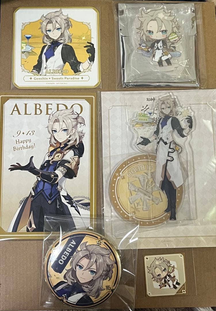 原神　スイパラコラボ【アルベド】アクスタ&コースター&缶バッジ等6種セット