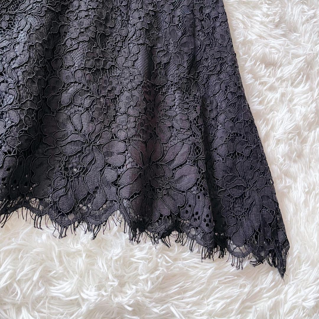 美品 グレースコンチネンタル ロング丈 ワンピース 総レース ドレス 刺繍 黒