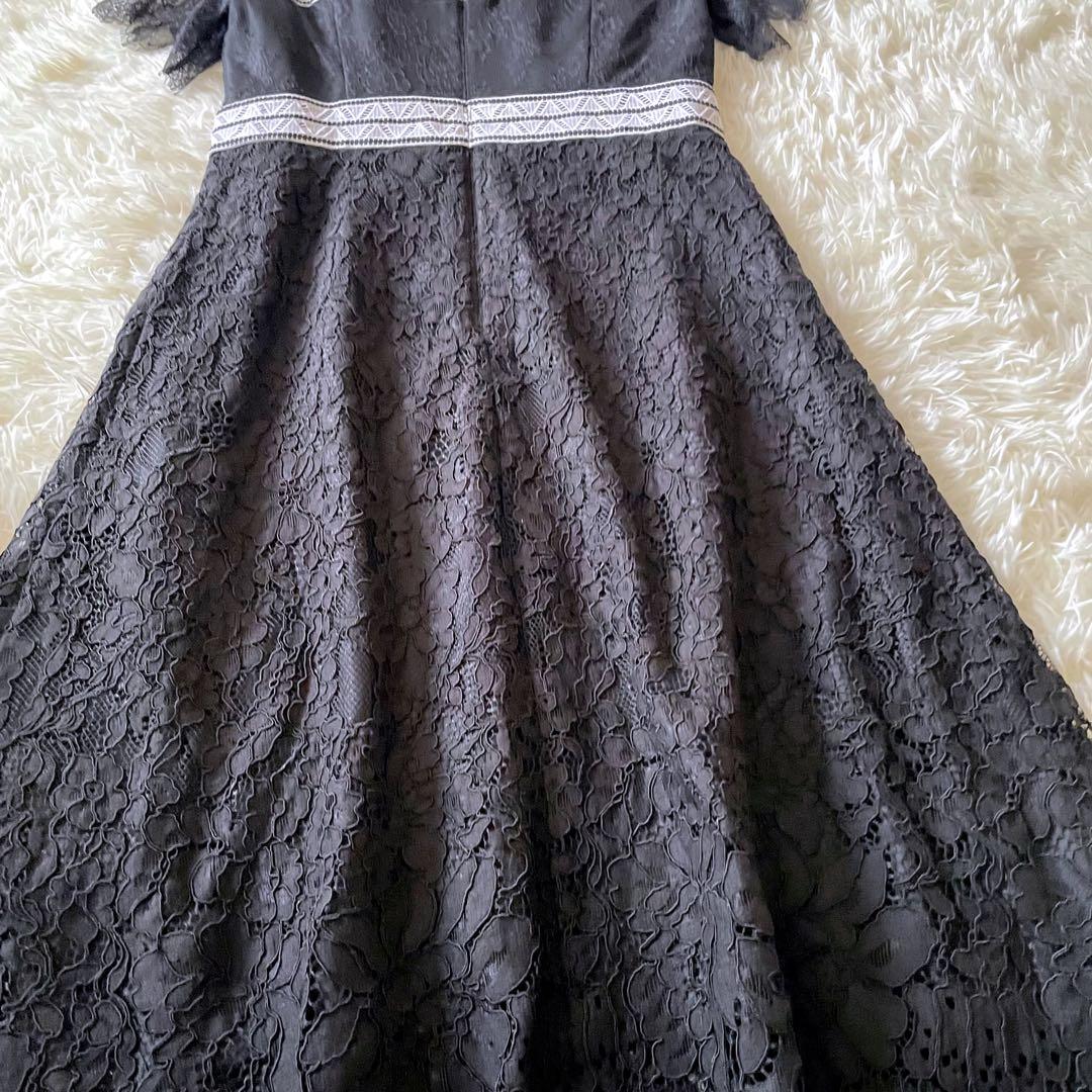 美品 グレースコンチネンタル ロング丈 ワンピース 総レース ドレス 刺繍 黒