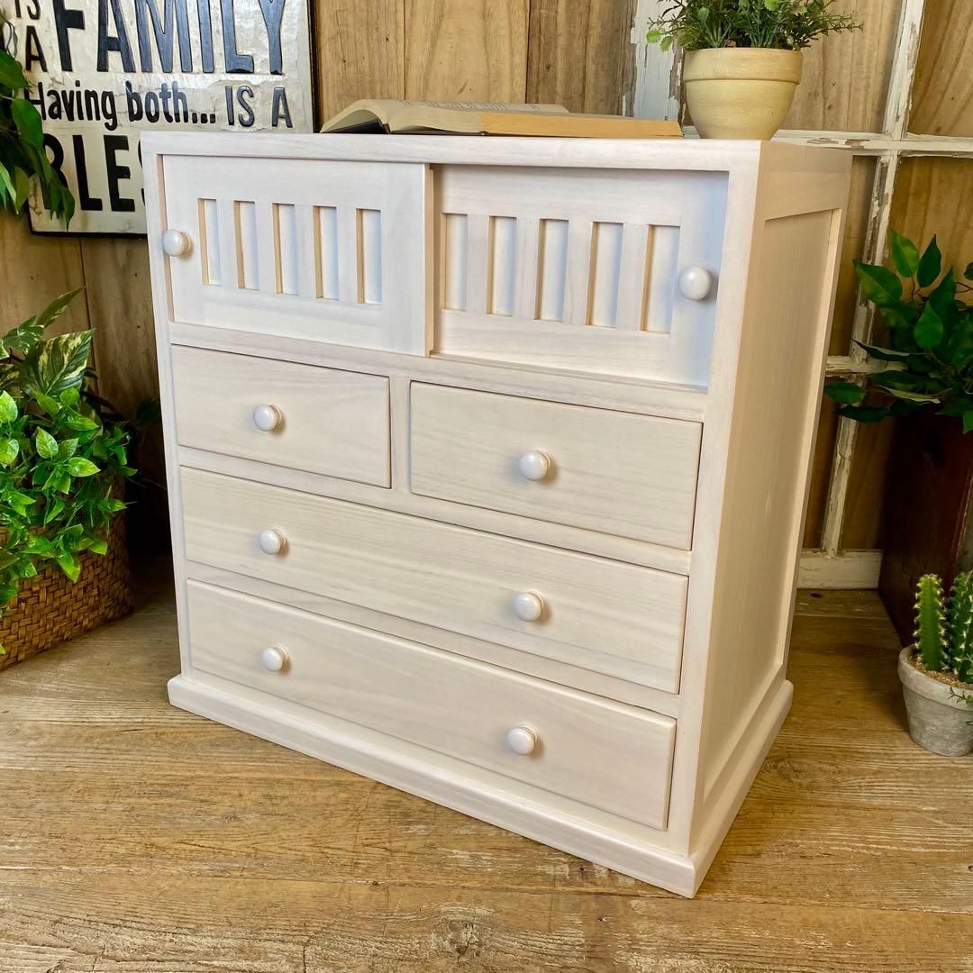 大幅値下げセール中！木製多引き出し桐チェストタンスAホワイト56㎝×58㎝