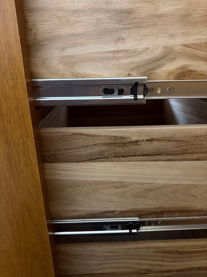 木製ハイチェスト ナチュラルウッド 6段　8引出し　レール4引き出し