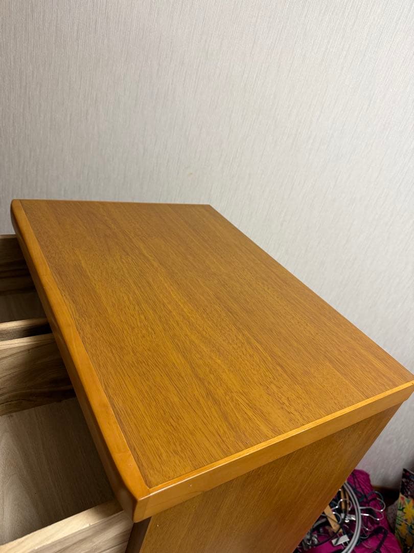 木製ハイチェスト ナチュラルウッド 6段　8引出し　レール4引き出し