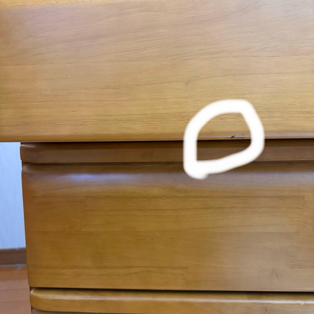 木製ハイチェスト ナチュラルウッド 6段　8引出し　レール4引き出し