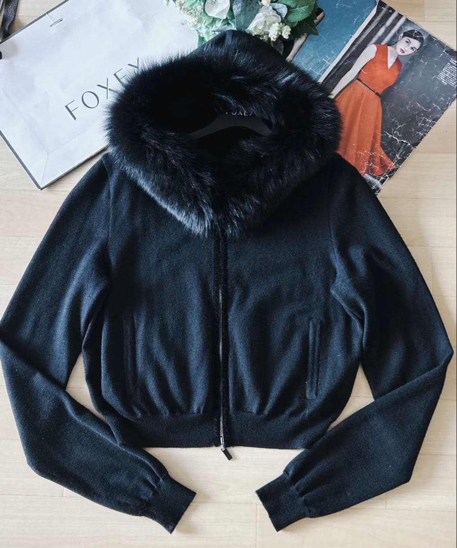 極美品！FOXEYカシミアフォックスファーパーカー 40 Rene FOXEY