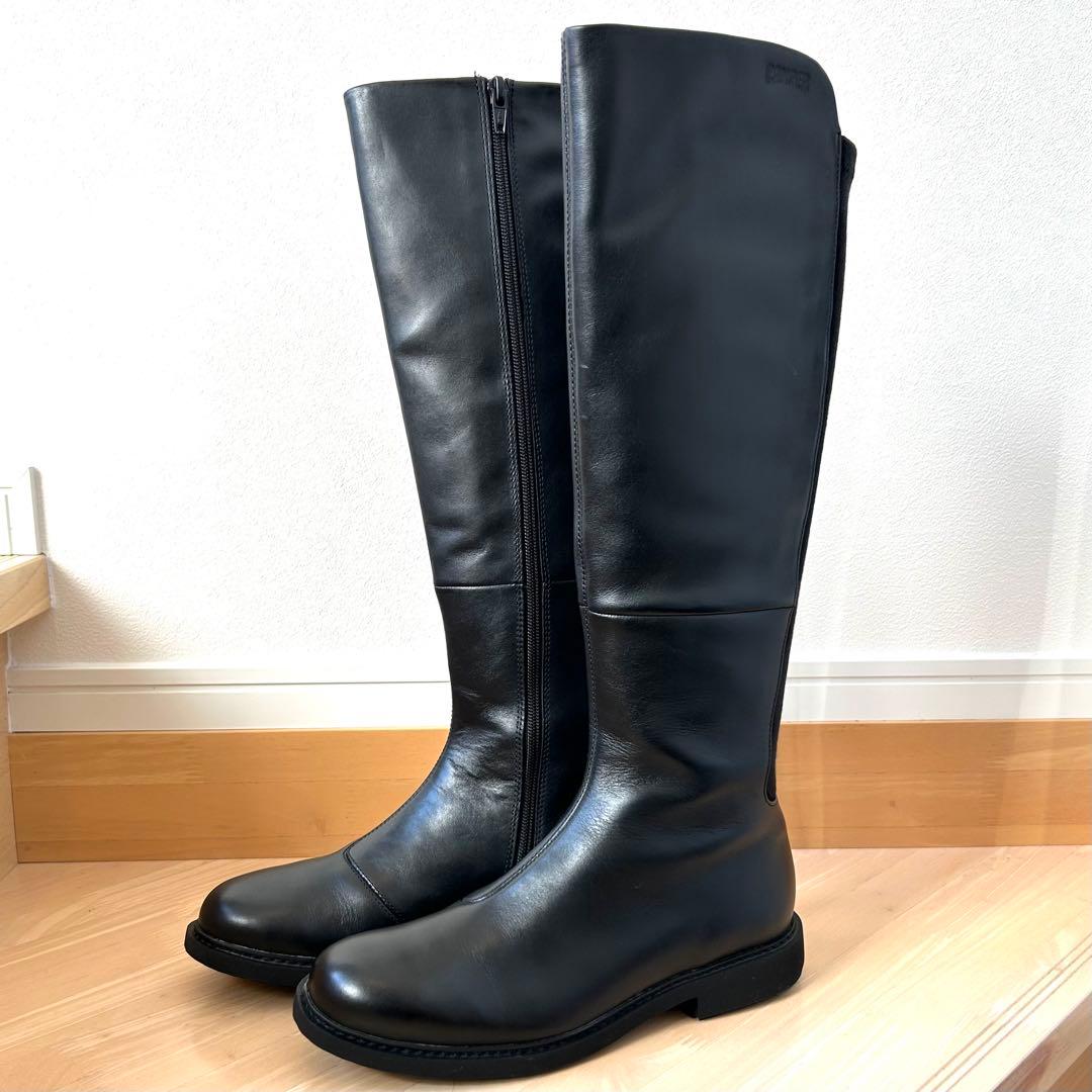 未使用級✨ CAMPER 【25㎝】 ニューマン ロングブーツ レザー ブラック