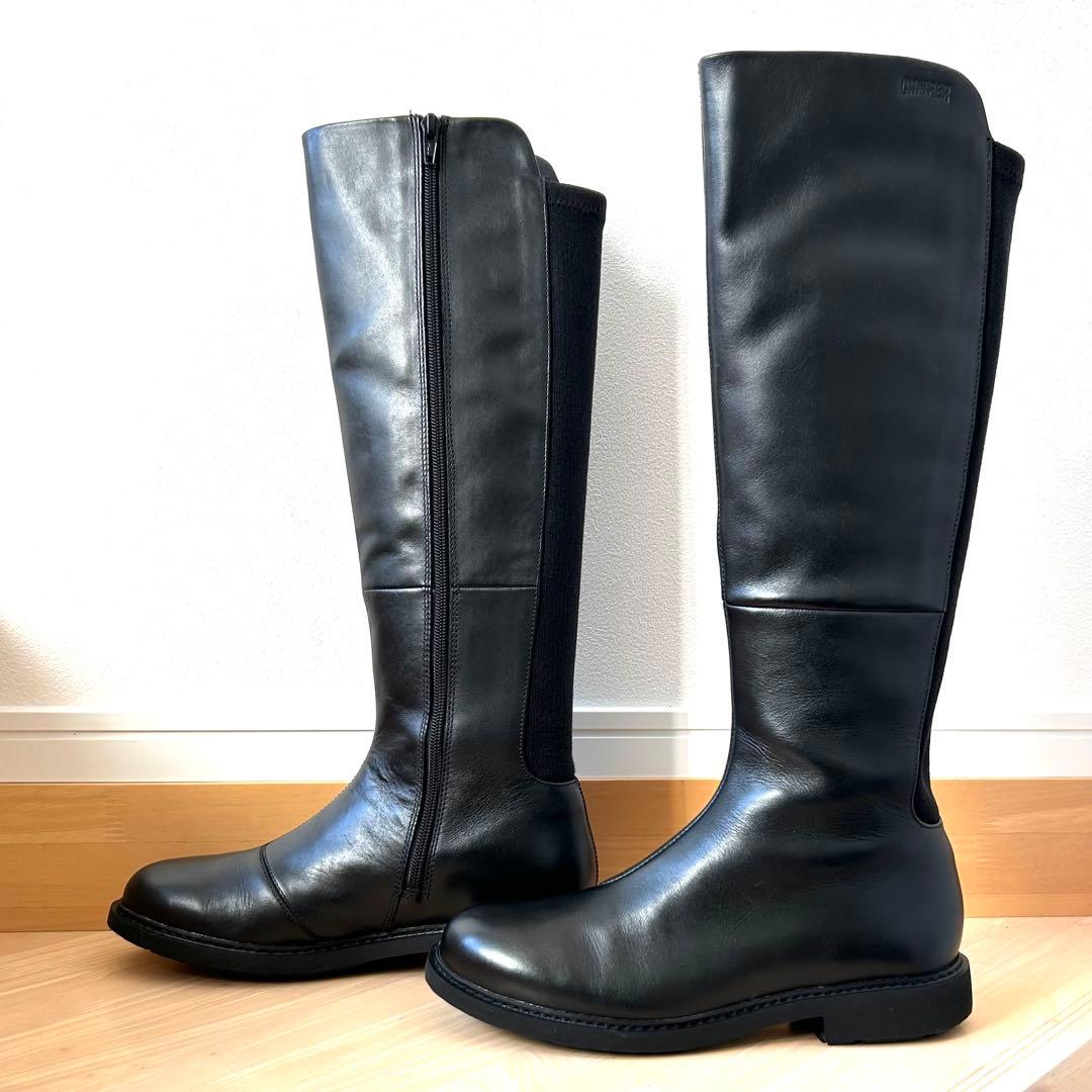 未使用級✨ CAMPER 【25㎝】 ニューマン ロングブーツ レザー ブラック