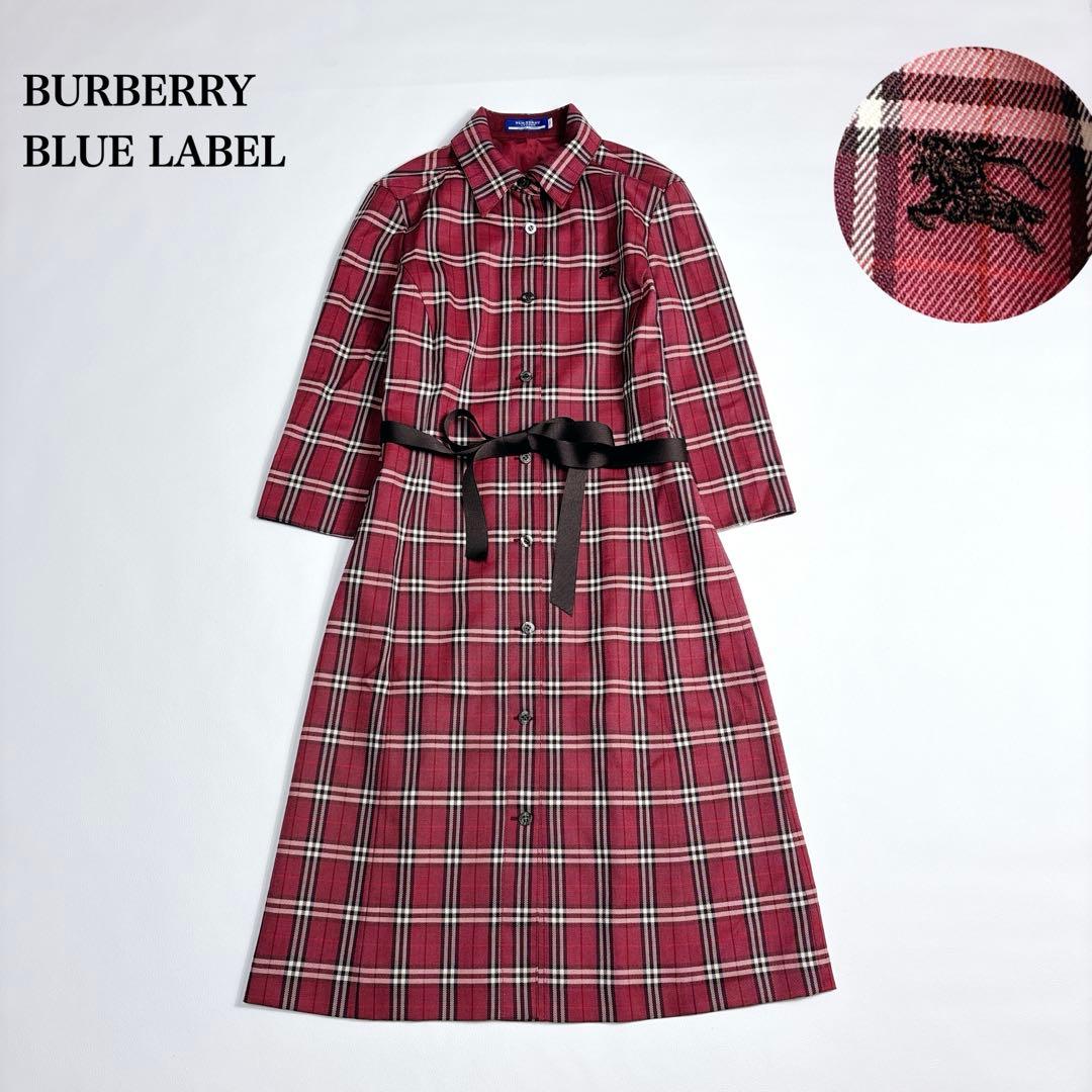 未使用級✨バーバリーブルーレーベル ノバチェックシャツワンピース ホース刺繍 M