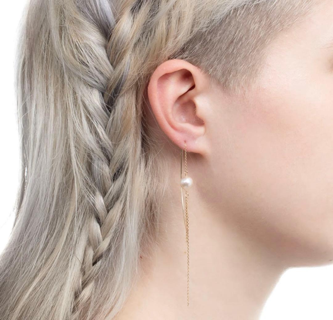 hirotaka ヒロタカ　アコヤパールチェーンピアス　ホワイトゴールド