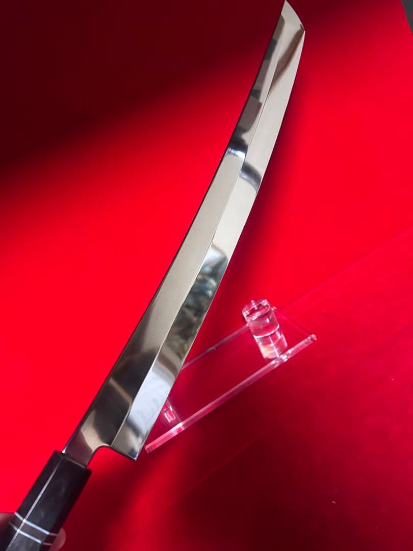 包丁　マグロ包丁　先丸型　尺三　鏡面仕上げ　切味抜群　箱付　未使用品