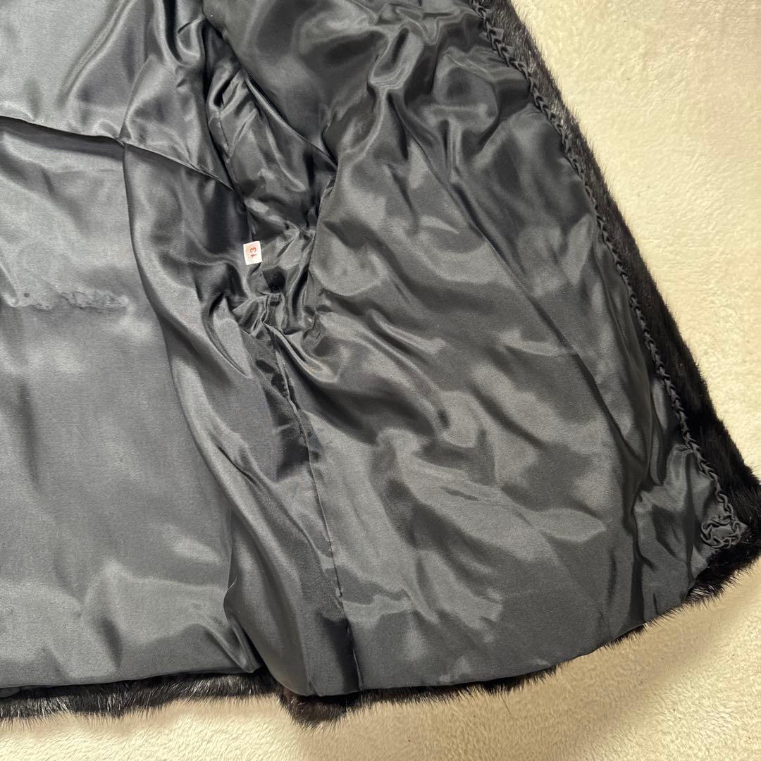 ファーコート 毛皮 ミンク ブラック リアルファー 13号