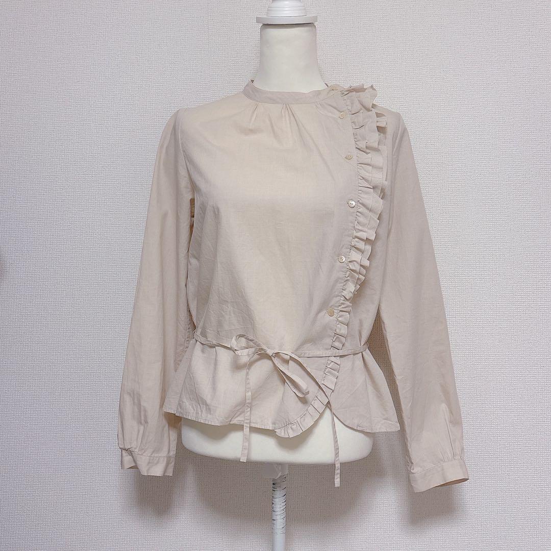 1/25終◆美品✨hatsutoki 西脇 ナチュラル 自然 ブラウス　播州織