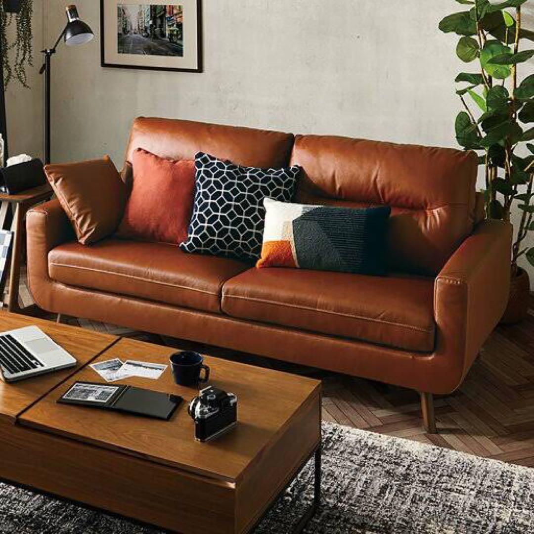 【つくし】ニトリ3人掛け本革ソファ(フィルン)