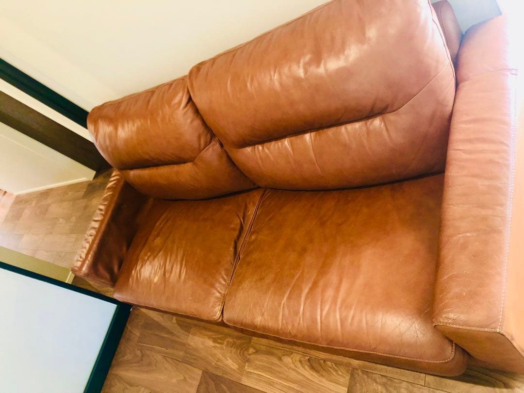 【つくし】ニトリ3人掛け本革ソファ(フィルン)