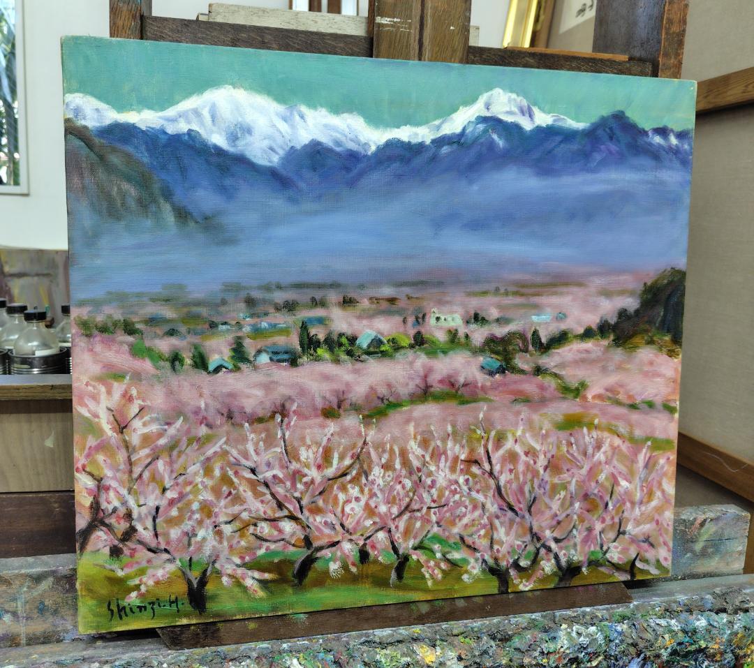F10「桃の里」絵画 油彩画 油絵 風景画 アート