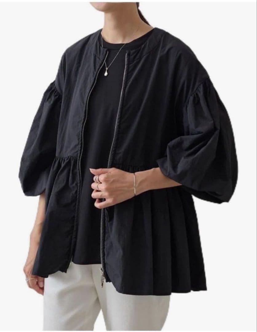 新品 BEARDSLEY ペプラムジップシャツブルゾン