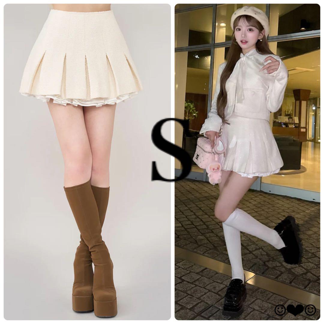 Darich♡スパンコールツイードミニスカート♡アイボリー♡S