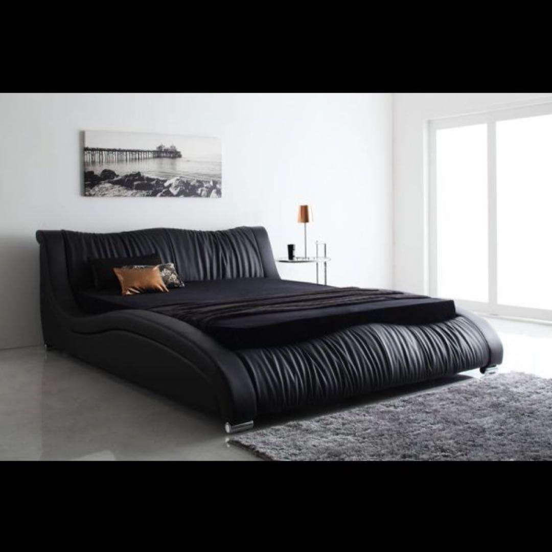 【Karin27】美品クイーンベッドレザーフレーム　定価13.3万円