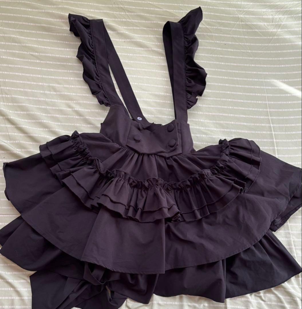 CATCOCOON 黒 フリル サスペンダー付き スカート M