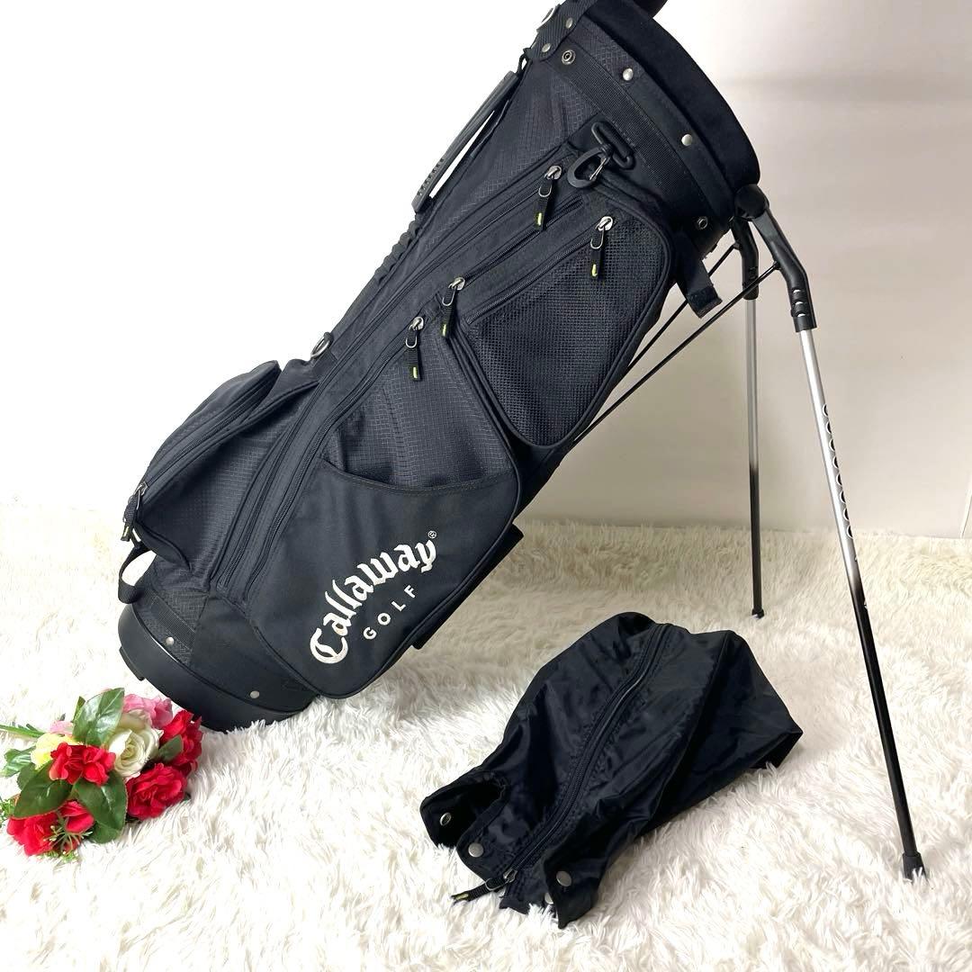 人気✨キャロウェイ スタンド式キャディバッグ 黒　フード付 超軽量 機能性◯