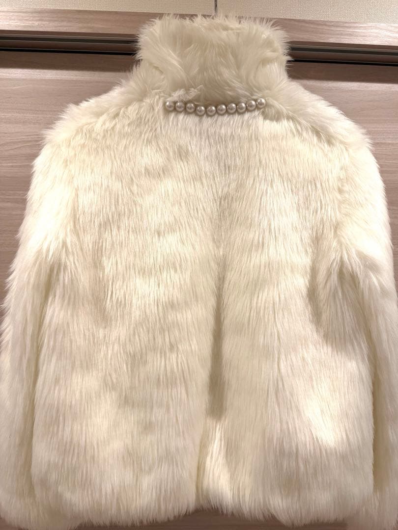 YOKO CHAN ホワイト フェイクファーコート