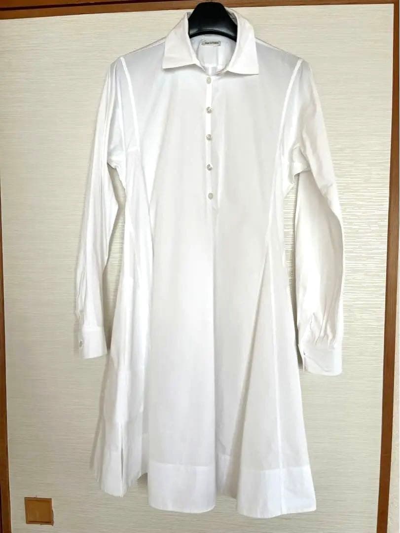 エルメスHERMES白ブラウスワンピース40サイズ美品クリーニング済み