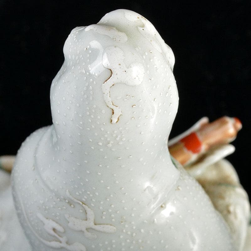 九谷焼　古九谷　 色絵白粒　観音像　仏像　置物　時代箱付　V　R4530